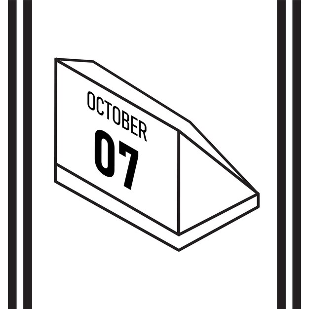 Calendario de estilo de línea isométrica octubre 2025 completamente editable