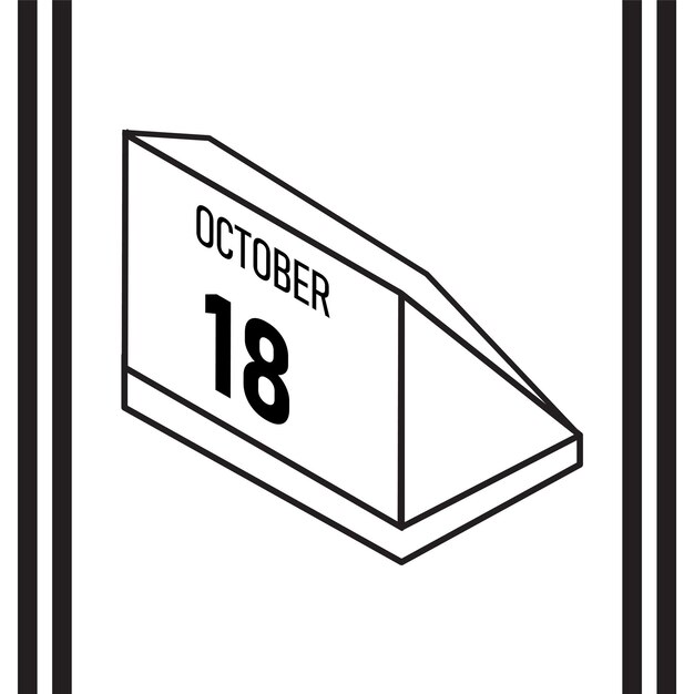 Calendario de estilo de línea isométrica octubre 2025 completamente editable