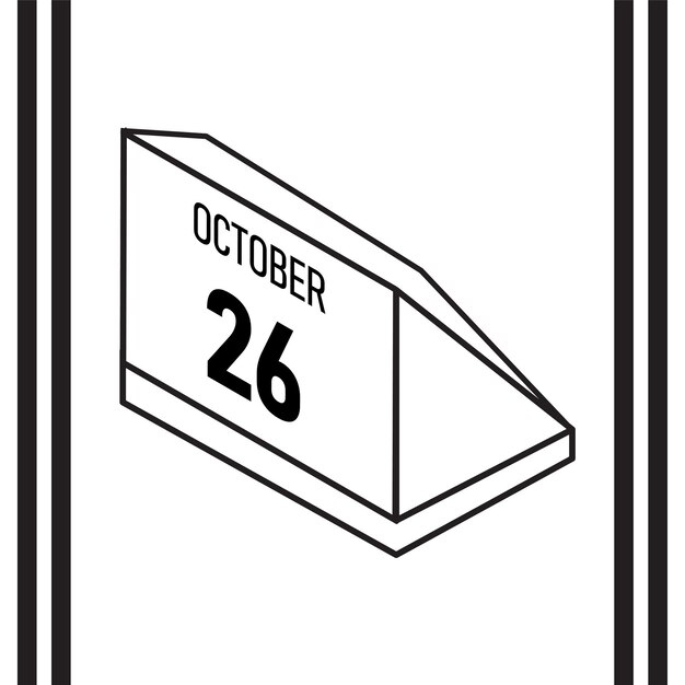 Calendario de estilo de línea isométrica octubre 2025 completamente editable