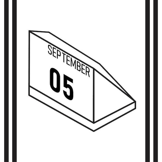 Calendario de estilo de línea isométrica septiembre 2025 completamente editable