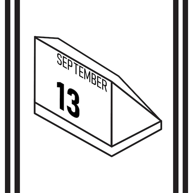 Calendario de estilo de línea isométrica septiembre 2025 completamente editable