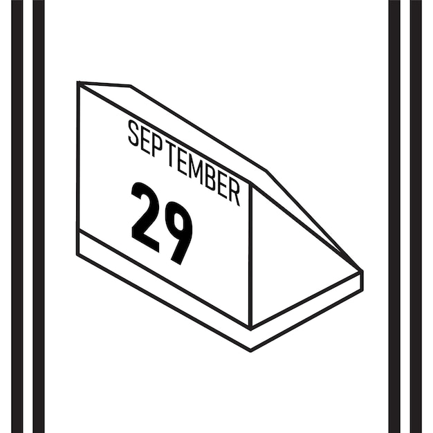 Calendario de estilo de línea isométrica septiembre 2025 completamente editable