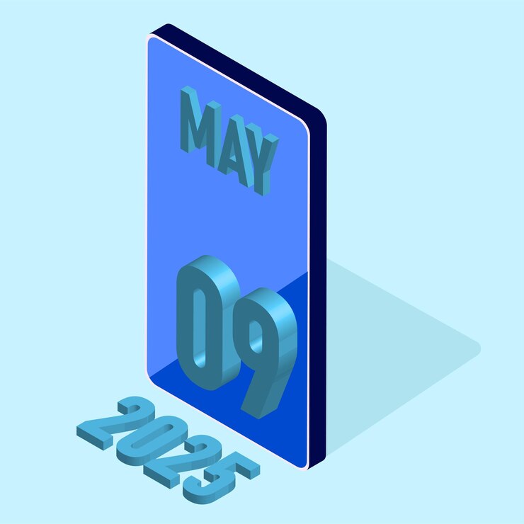 Vector calendario de estilo móvil del mes de mayo de 2025