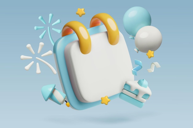 Calendario de eventos de cumpleaños o baby shower de niños D con decoraciones de fiesta azules y espacio de copia para la fecha