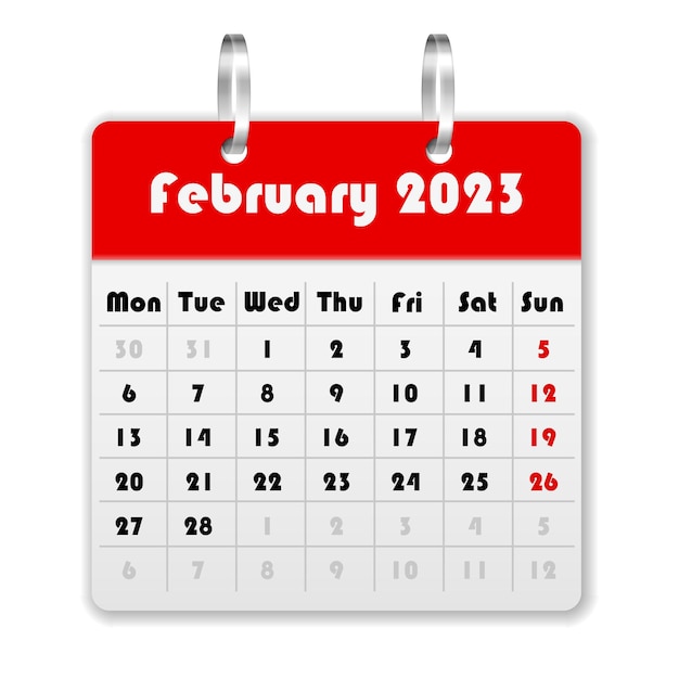 Calendario Febrero 2023