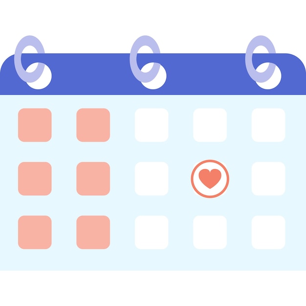 Vector calendario de febrero con vector de icono de corazón signo de aplicación de cita día de san valentín cumpleaños o plan de fecha recordar símbolo recordatorio de mes organizador de vacaciones románticas