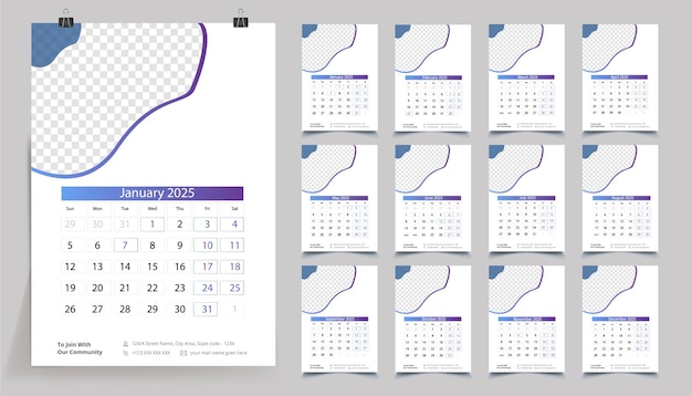 un calendario con un fondo púrpura y una línea púrpura en el medio