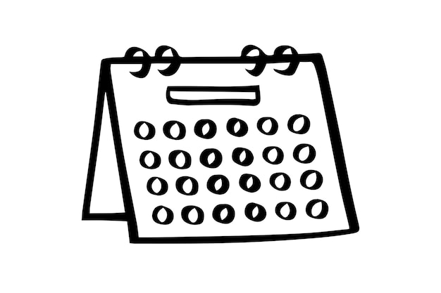 calendario garabateado horario dibujado a mano dibujo de estilo icono de fecha recordatorio de concepto dibujado de mano vector