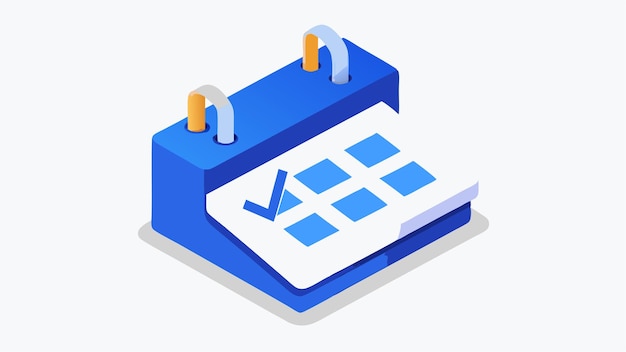 Calendario con icono de comprobación Ilustración de representación 3D
