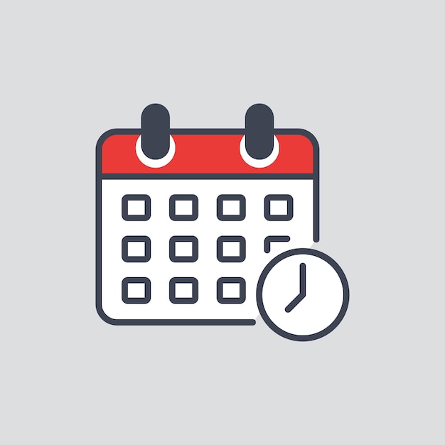 Calendario con icono de reloj de tiempo ilustración vectorial Horario sobre fondo aislado