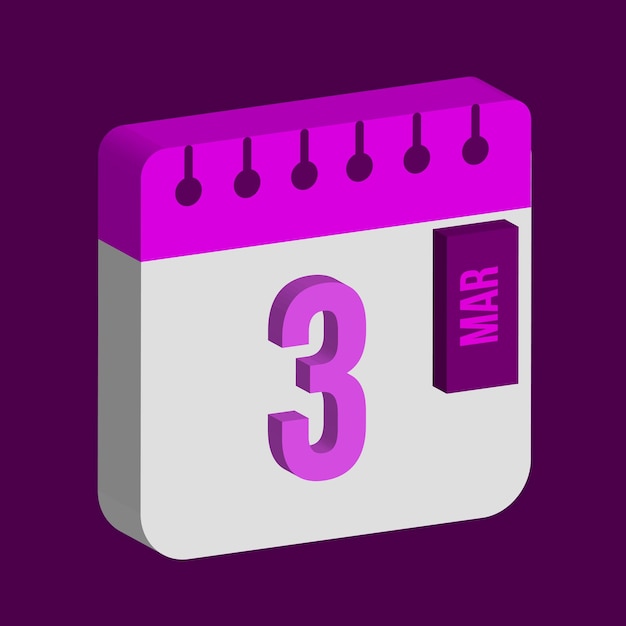 Calendario isométrico 3D para el año 2024