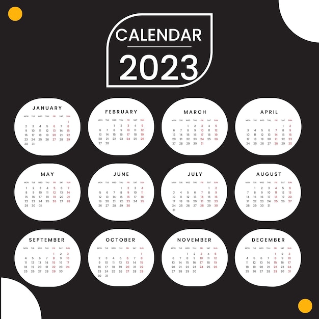 calendario limpio de año nuevo 2023