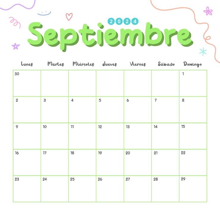Vector calendario lindo de septiembre.