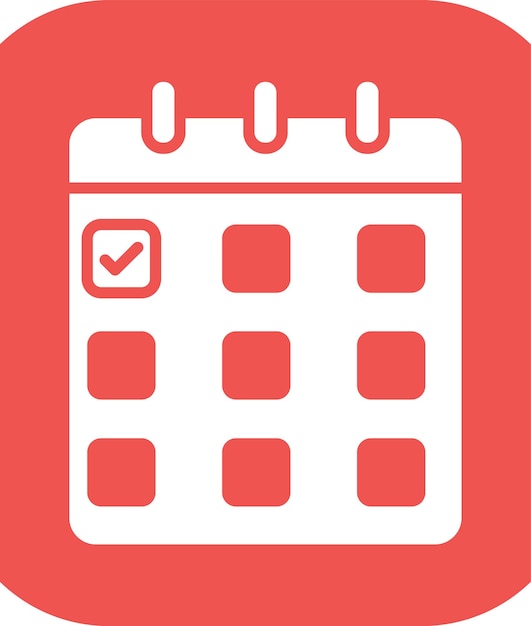 un calendario con una lista de comprobación en él y un fondo rojo