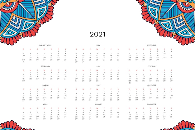 Calendario con mandalas.