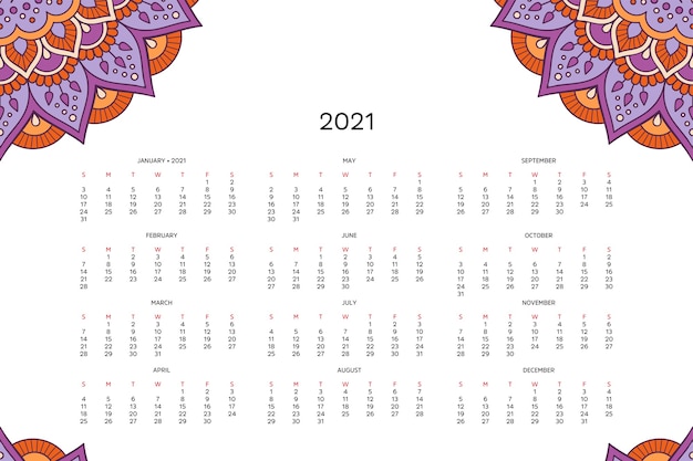 Calendario con mandalas.