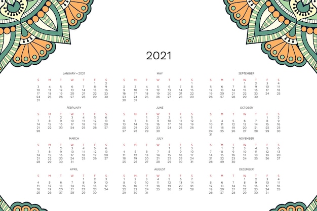 Calendario con mandalas.