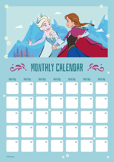 Calendario mensual de la aventura del hielo congelado