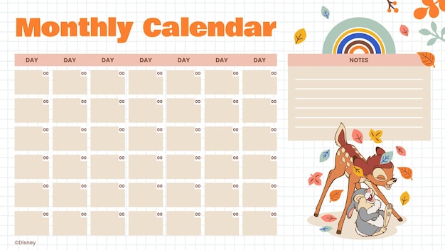 Calendario mensual de Bambi