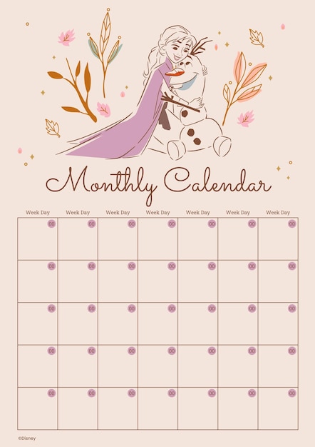 Calendario mensual congelado para 2024