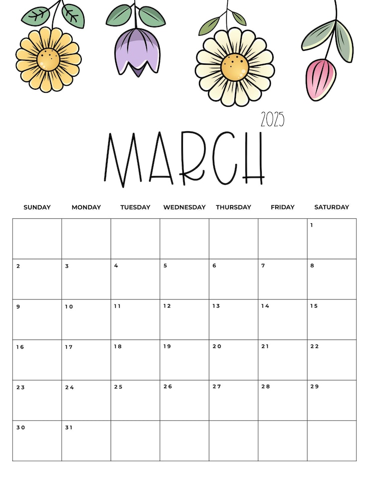 Vector calendario mensual de marzo de 2025 con notas para estudiantes y niños