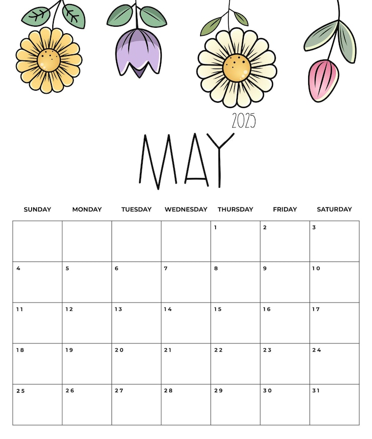 Vector calendario mensual de mayo de 2025 con notas para estudiantes y niños