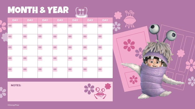 El calendario mensual de los monstruos
