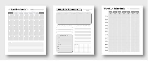 Calendario mensual planificador semanal planificador de horario semanal conjunto