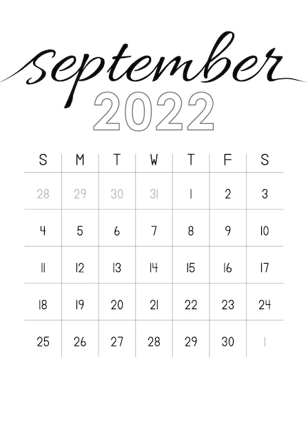 Calendario mensual septiembre 2022