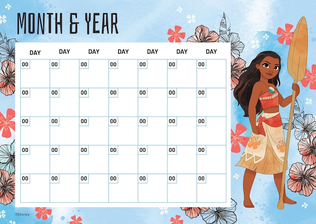 Calendario mensual de Vaiana
