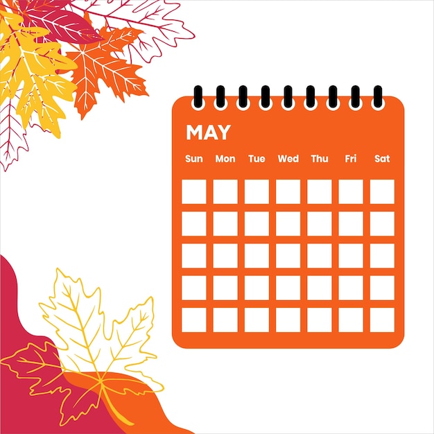 Vector calendario del mes de mayo