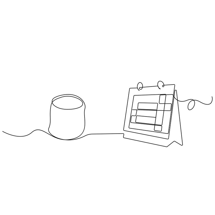 Vector calendario de mesa de arte de una sola línea ilustraciones de dibujo continuo y diseño de vectores