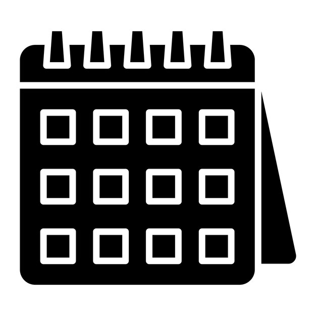 Calendario de mesa Glifo Ilustración negra sólida