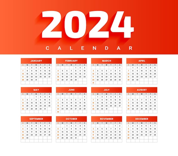 Calendario mínimo vectorial para el año 2024