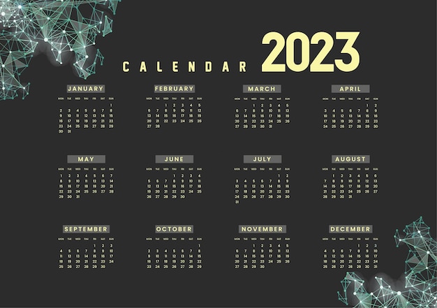 Calendario moderno 2023 con forma de mapa