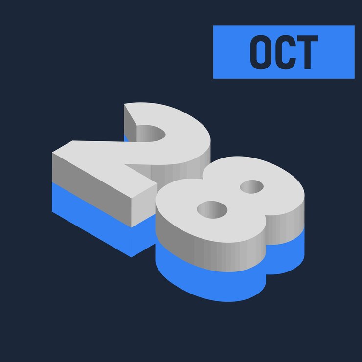 Vector calendario en negrita 3d del mes de octubre ilustración editable 2025