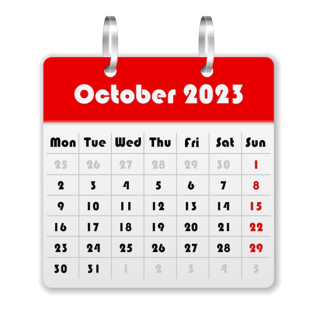 Calendario Octubre 2023