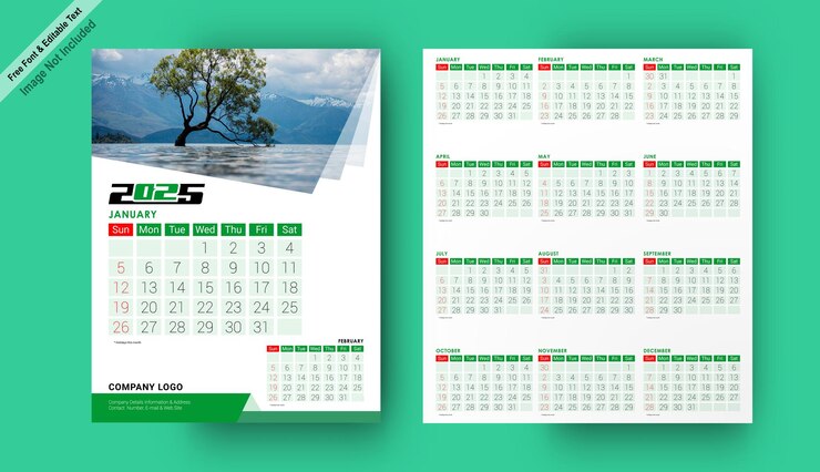 Calendario de pared 02 para el año 2025