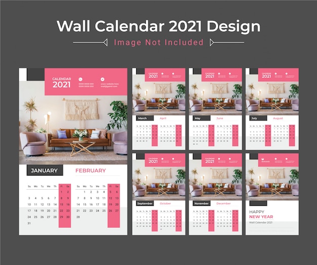 Calendario de pared 2021, planificador de fechas