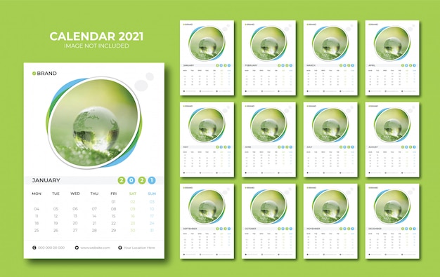 Vector calendario de pared 2021