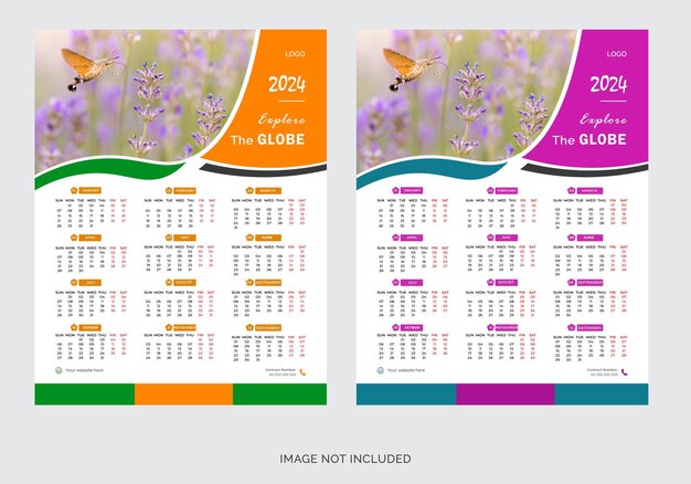 Calendario de pared para el año 2024 en un estilo minimalista