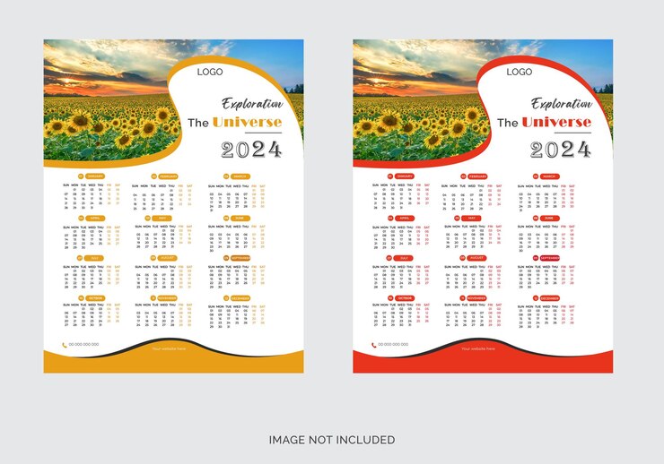 calendario de pared en un estilo minimalista para el año 2024