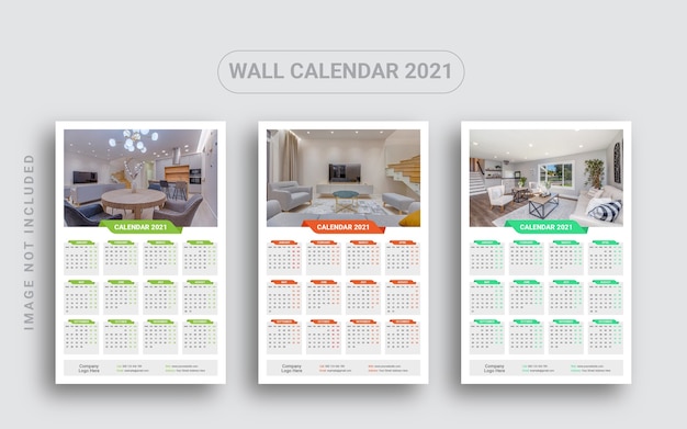 Calendario de pared de una página 2021