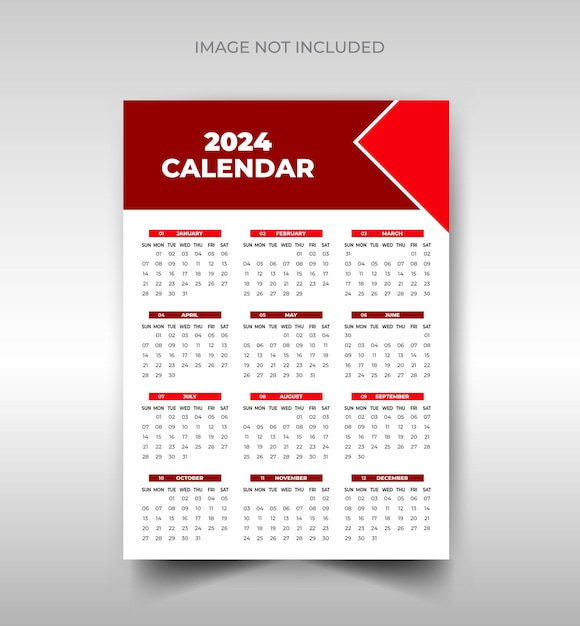 Calendario de pared de una página 2024