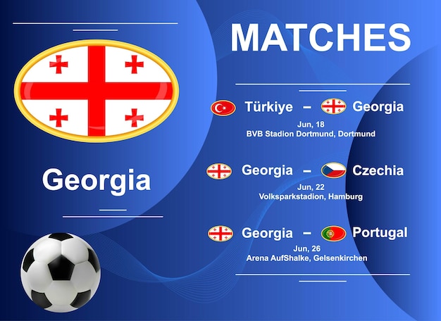 Vector calendario de partidos de la selección nacional de georgia en el campeonato europeo de fútbol 2024