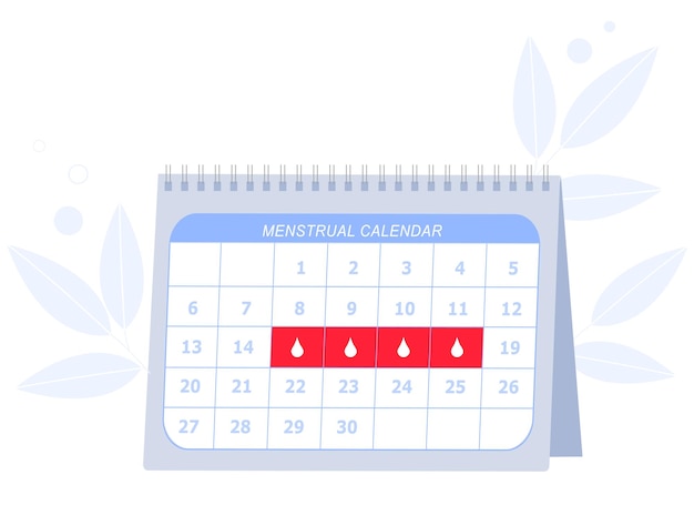 Calendario del período menstrual para el control de la menstruación y la planificación del embarazo