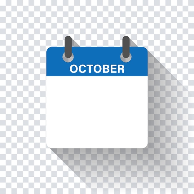 Calendario plano diario mes de octubre. ilustración aislada del vector maqueta del organizador personal del calendario en diseño plano. stock vector. eps 10