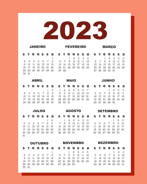 Calendario portugués para 2023.