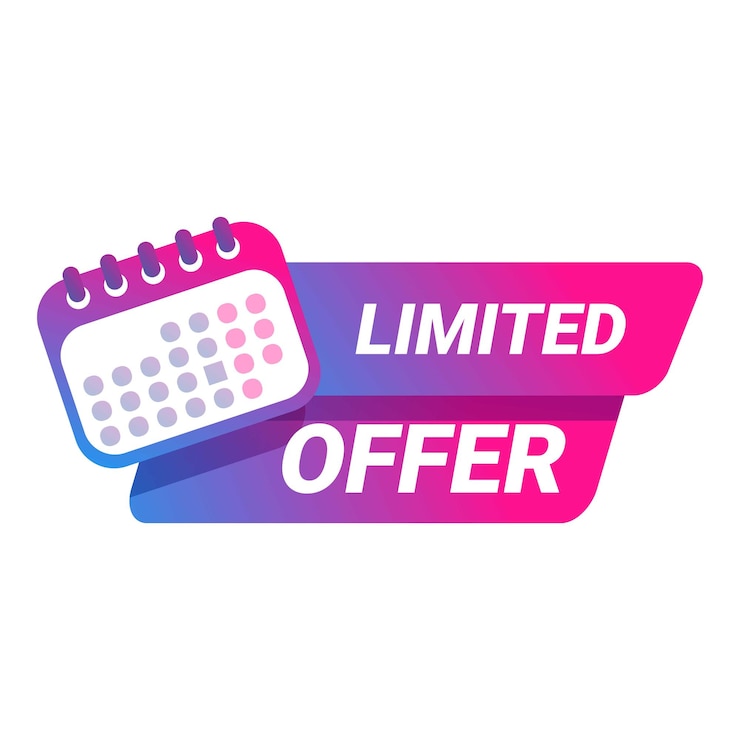 Vector calendario que muestra una oferta limitada con gradiente rosa y púrpura