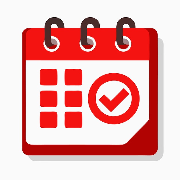un calendario rojo y blanco con un botón rojo que dice comprobar su tiempo